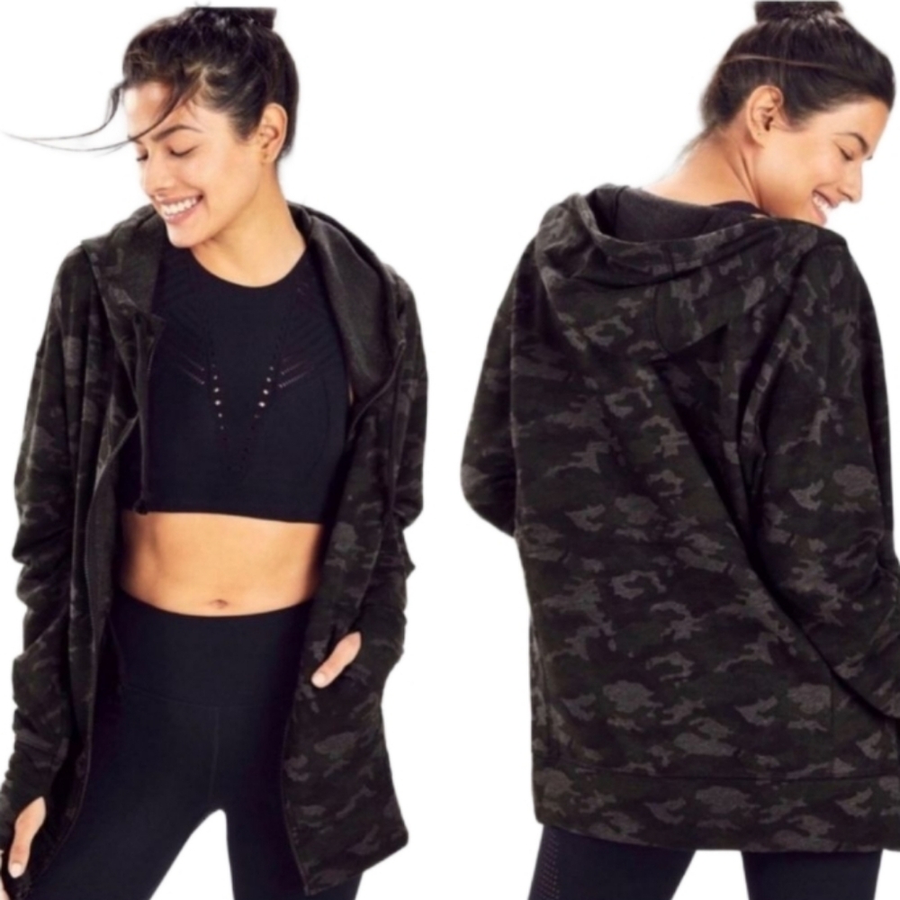 Fabletics   Women's S   Oversized Jacket with Hood   Black & Gray